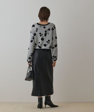 GRACE CONTINENTAL フクレジャガードニットカーディガン ホワイト