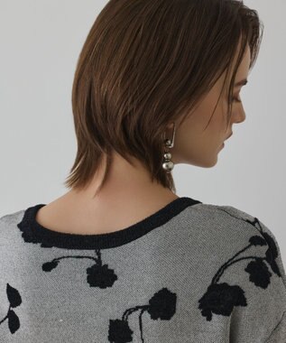 GRACE CONTINENTAL フクレジャガードニットカーディガン ホワイト