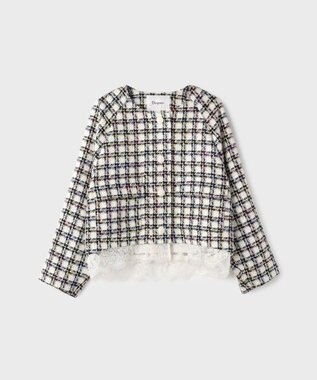 GRACE CONTINENTAL レースヘムツイードジャケット ブラック