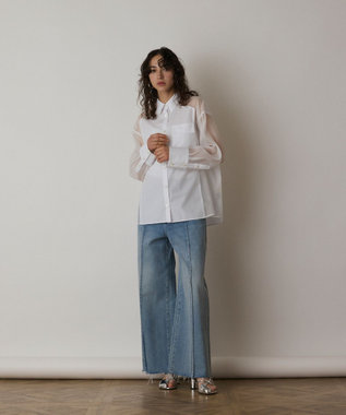 GRACE CONTINENTAL シアーコンビオーバーシャツ ホワイト