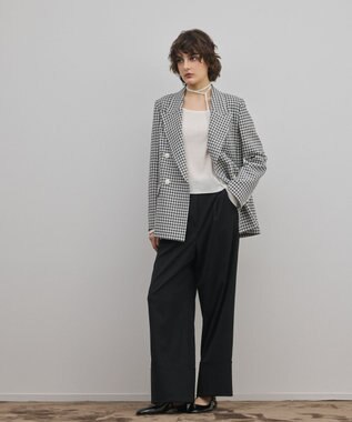 GRACE CONTINENTAL ギンガムダブルジャケット バイカラー