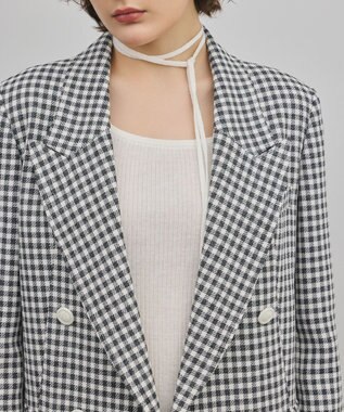GRACE CONTINENTAL ギンガムダブルジャケット バイカラー
