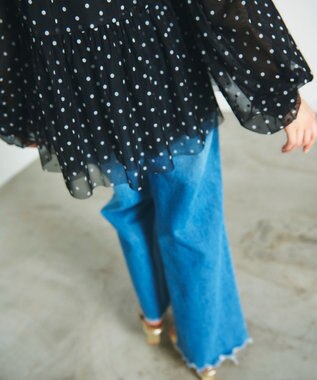 GRACE CONTINENTAL ドットフロッキーチュールトップ ブラック