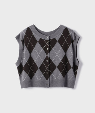 GRACE CONTINENTAL アーガイルニットベスト グレー