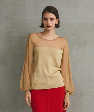 GRACE CONTINENTAL ラメコンビシアーニット ゴールド