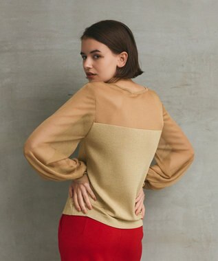 GRACE CONTINENTAL ラメコンビシアーニット ゴールド