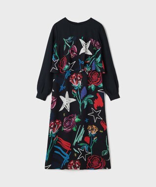 GRACE CONTINENTAL プリントコンビドレス ネイビー