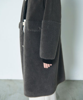 GRACE CONTINENTAL ノーカラーボアムートンコート グレー