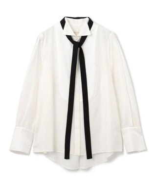 GRACE CONTINENTAL シルクコンビドレスシャツ ホワイト