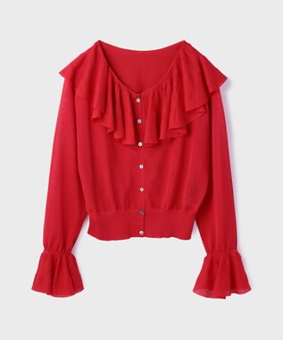 GRACE CONTINENTAL フリルニットカーディガン レッド