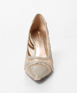 GRACE CONTINENTAL ラインパターンパンプス ゴールド