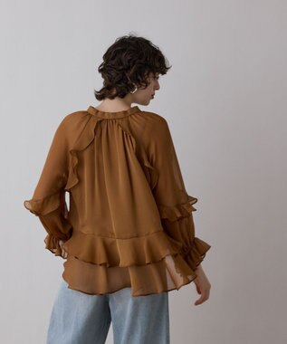 GRACE CONTINENTAL シフォンフレアブラウス ブラウン