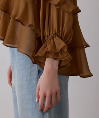 GRACE CONTINENTAL シフォンフレアブラウス ブラウン