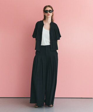 GRACE CONTINENTAL ラッフルレイヤードブラウス ブラック