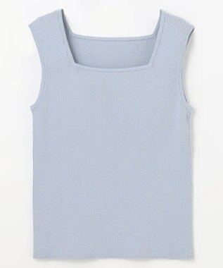 GRACE CONTINENTAL スクエアリブニットトップ ブルー