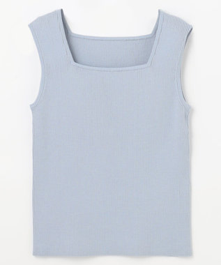 GRACE CONTINENTAL スクエアリブニットトップ ブルー