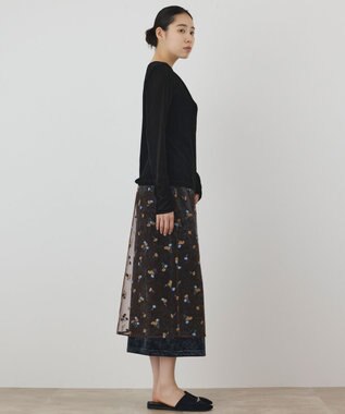 GRACE CONTINENTAL フロッキードレープトップス ブラック