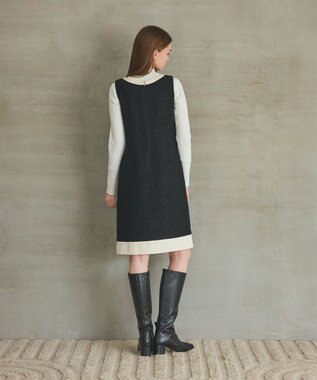 GRACE CONTINENTAL ツイードトリミングワンピース ブラック
