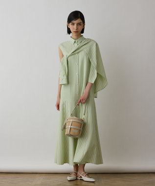 GRACE CONTINENTAL ストライプシャツワンピース グリーン