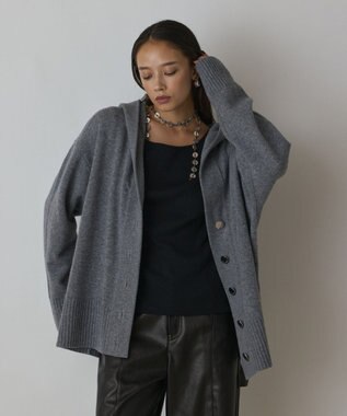 GRACE CONTINENTAL ウールフードニットカーディガン