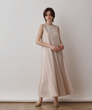 GRACE CONTINENTAL サテンレイヤードワンピース ベージュ