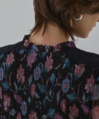 GRACE CONTINENTAL サラサプリントティアードワンピース ブラック