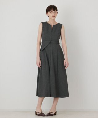 GRACE CONTINENTAL フレア切替カットワンピース チャコール