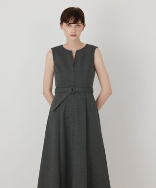 GRACE CONTINENTAL フレア切替カットワンピース チャコール
