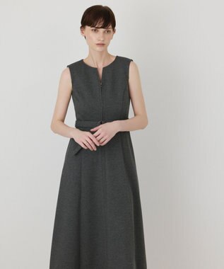 GRACE CONTINENTAL フレア切替カットワンピース チャコール