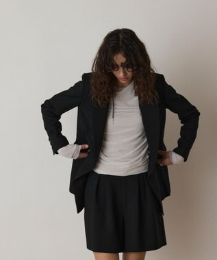 GRACE CONTINENTAL リネンライクダブルジャケット ブラック