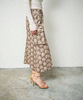 GRACE CONTINENTAL パームモチーフカーゴスカート カーキ