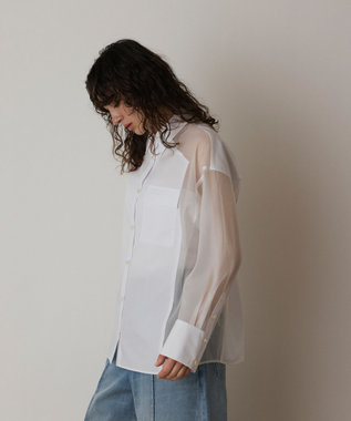 GRACE CONTINENTAL シアーコンビオーバーシャツ ホワイト
