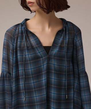 GRACE CONTINENTAL チェックカフタントップ ブルー