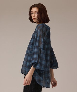 GRACE CONTINENTAL チェックカフタントップ ブルー