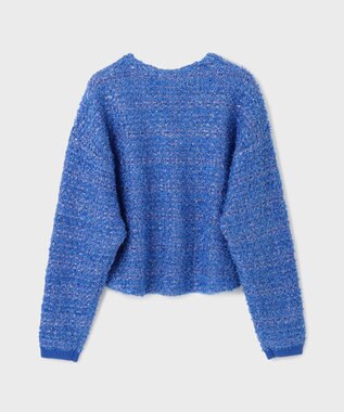 GRACE CONTINENTAL ツイードニットzipカーディガン ブルー