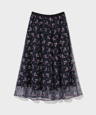 GRACE CONTINENTAL マリンembフレアスカート ネイビー