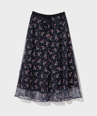 GRACE CONTINENTAL マリンembフレアスカート ネイビー