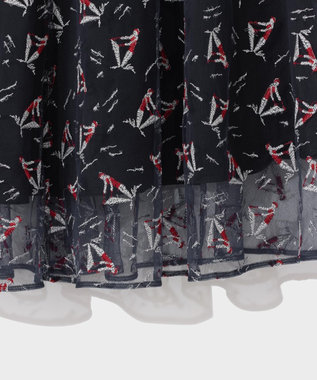 GRACE CONTINENTAL マリンembフレアスカート ネイビー