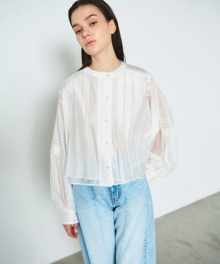 GRACE CONTINENTAL ピンタックショートブラウス ホワイト