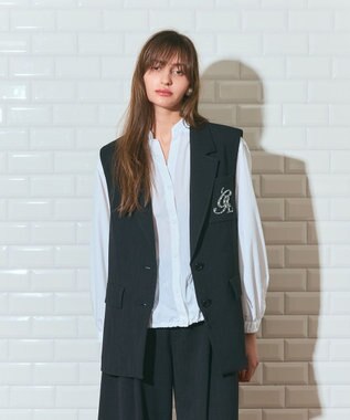 GRACE CONTINENTAL リネンタッチジレジャケット ブラック