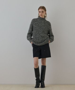 GRACE CONTINENTAL フリンジケープニットトップ ブラック