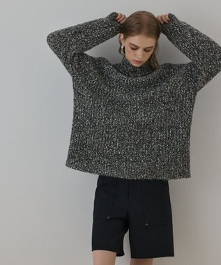 GRACE CONTINENTAL フリンジケープニットトップ ブラック