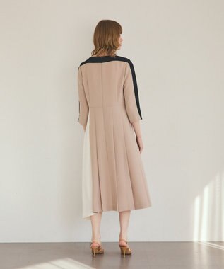 GRACE CONTINENTAL カラーブロックドレス ベージュ