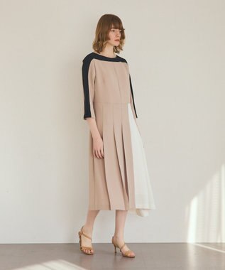 GRACE CONTINENTAL カラーブロックドレス ベージュ