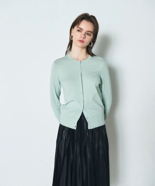 GRACE CONTINENTAL クルーニットカーディガン ライトグリーン