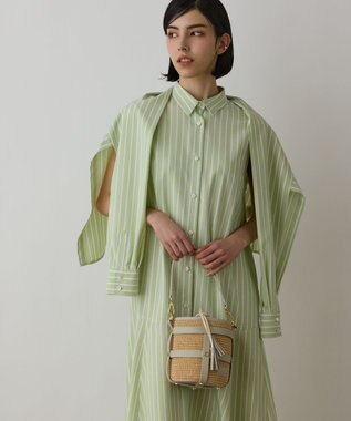 GRACE CONTINENTAL ストライプシャツワンピース グリーン