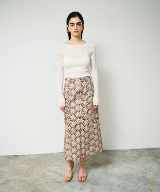 GRACE CONTINENTAL パームモチーフカーゴスカート カーキ