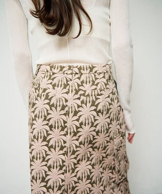 GRACE CONTINENTAL パームモチーフカーゴスカート カーキ