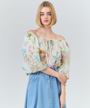 GRACE CONTINENTAL ボタニカルドレープブラウス キナリ