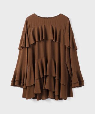 GRACE CONTINENTAL シフォンフリルブラウス ブラウン